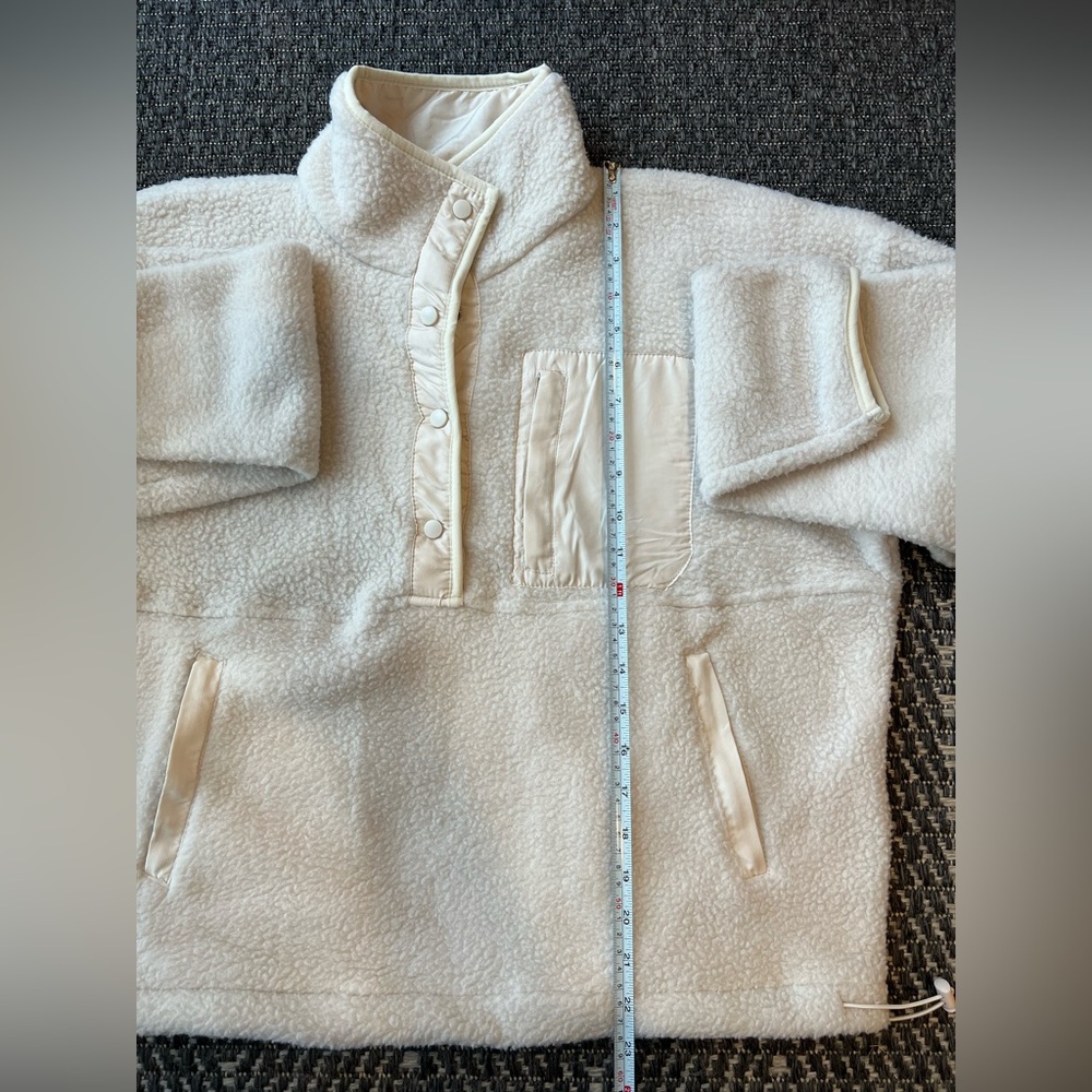 NWT Wilo The Label snap funnel neck fleece pullover in cream/beige size XS women - Picture 4 of 10